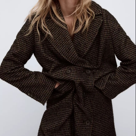 oversized checked coat zara